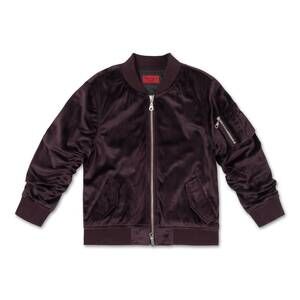 NEW HAUS OF JR men's velour velour bomber jacket in burgundy